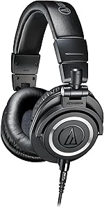 Audio-Technica ATH-M50X Professional Studio Monitor Headphones, Black, Professional Grade, Critically Acclaime