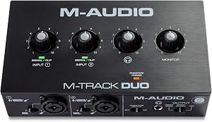 M-AUDIO M-Track Duo USB Audio Interface for Recording, Streaming and Podcasting with Dual XLR, Line and DI Inp